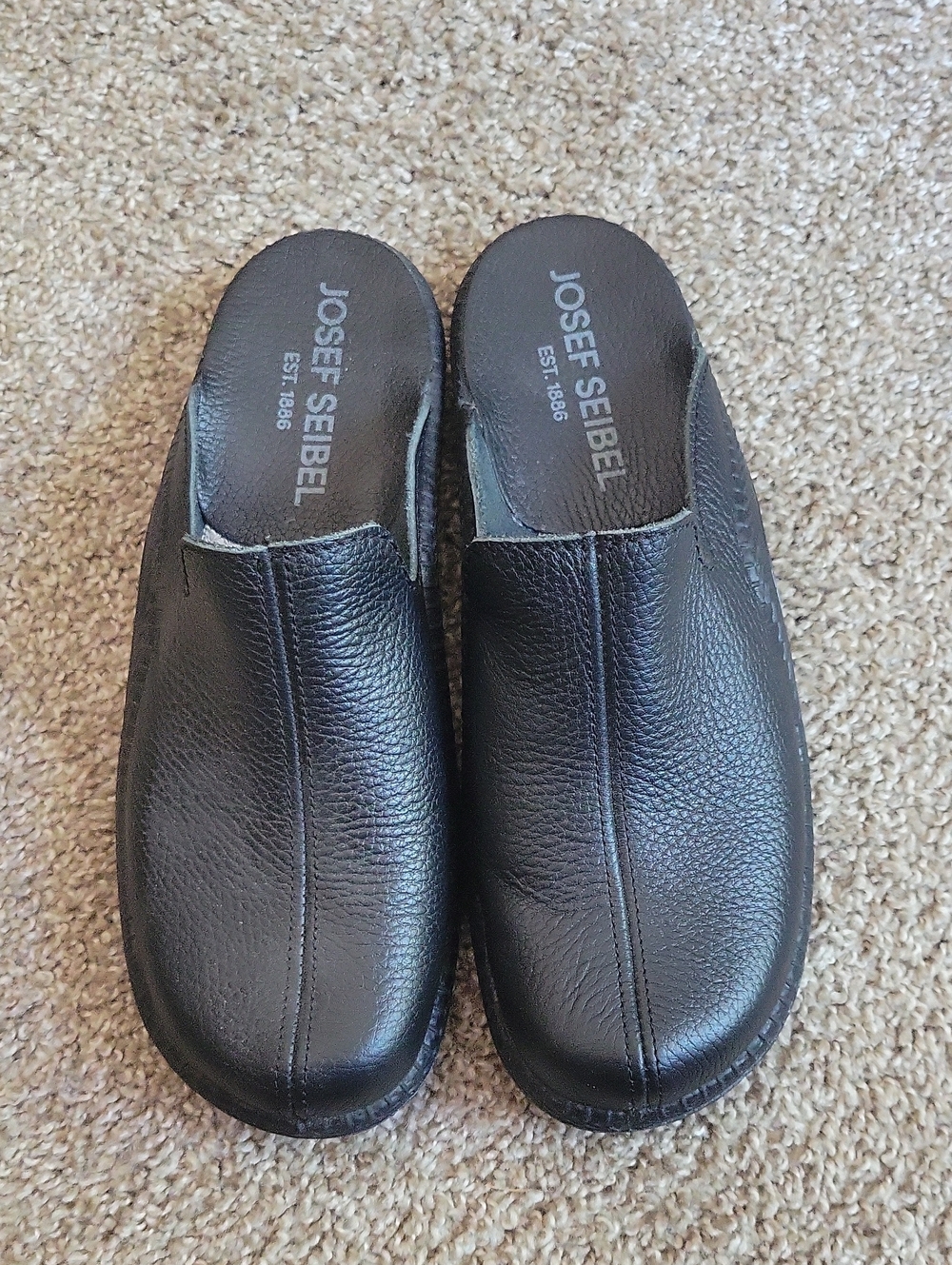Josef Seibel Black Leather Slip-On Loafers